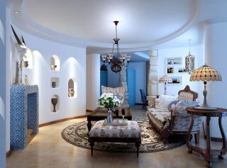 2023小别墅地中海风格室内装修沙发图片大全