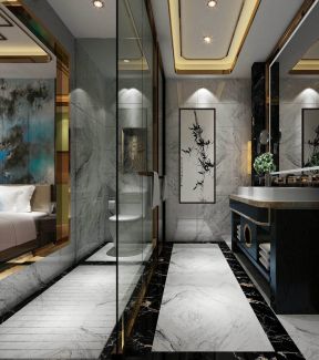 2023浴室不锈钢玻璃装饰设计效果图片