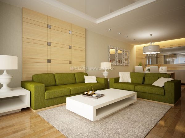 现代家居绿色沙发摆放图片