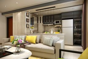 2020现代两室两厅装修效果图 2020小户型客厅厨房装修效果图