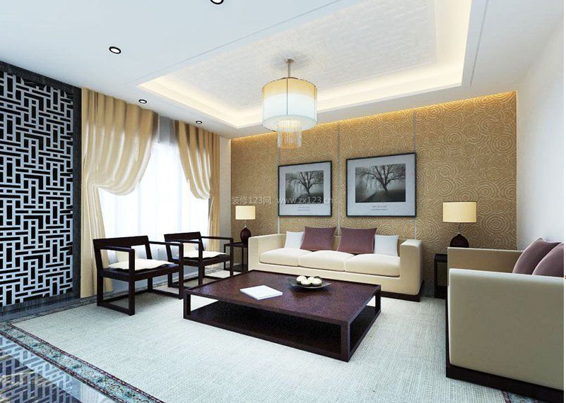 2023中式客厅沙发背景挂画贴图