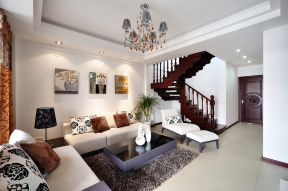 现代小复式装修效果图 2020家庭客厅楼梯踏步装修图