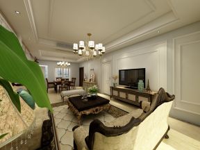 2023经典美式客厅地毯搭配装修效果图片