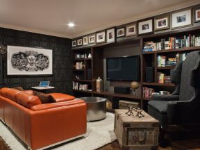 2023家庭客厅墙壁书架设计装修效果图片