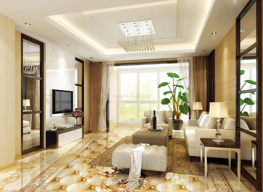 2023客厅拼花地板瓷砖设计高清贴图