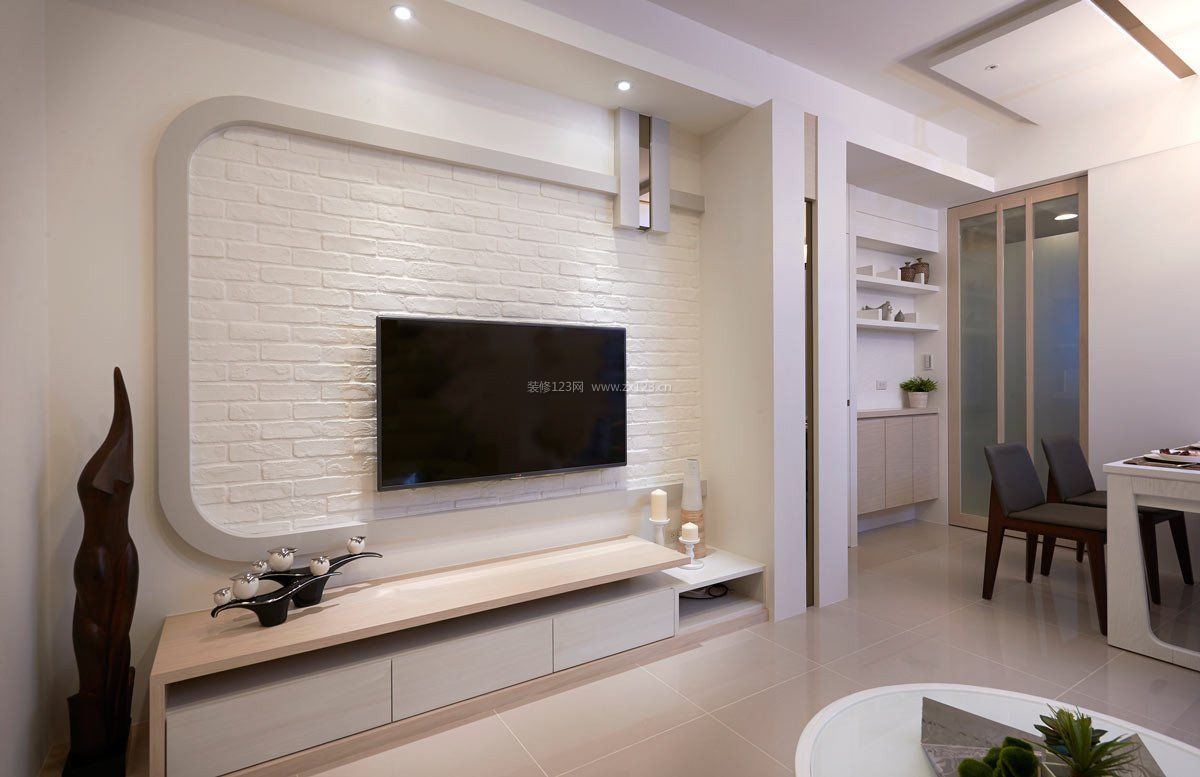 80平米的房子简约电视墙设计图_装修123效果图