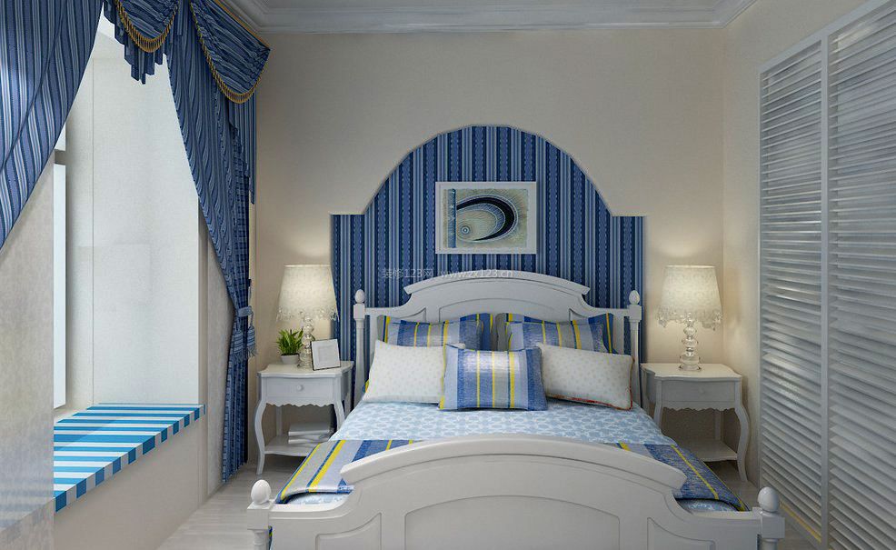 地中海式风格卧室飘窗装饰图片