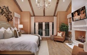 北美风情风格卧室木地板装潢设计