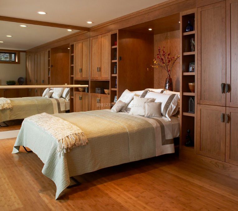 美式实木家具壁柜床设计图片_装修123效果图