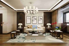 新中式客厅装修效果图大全 2020客厅地毯搭配效果图片