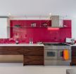大厨房背景墙粉红色装修图