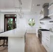 2023纯白色风格开放式厨房木地板效果图