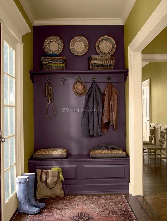 紫色系玄关鞋柜装修图片