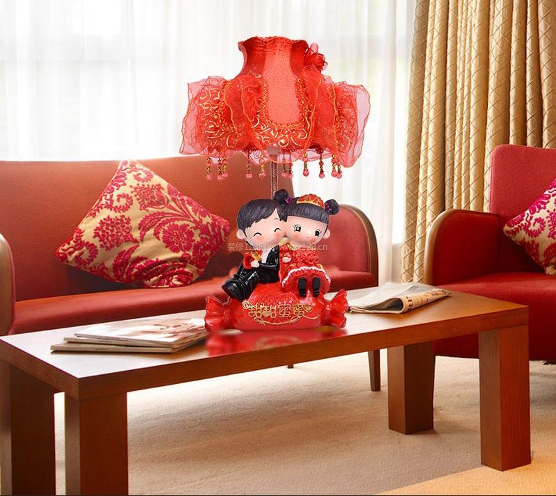 中式婚房客厅软装布置效果图