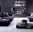 紫色系客厅布艺沙发图片