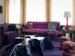 客厅紫色系布艺沙发图片