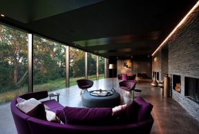 紫色系弧形沙发装潢设计效果图片