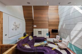 现代客厅紫色系沙发造型装修图片