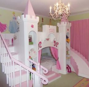 儿童卧室床带滑梯造型装修图片-每日推荐