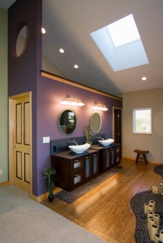 洗手区紫色系墙面装潢图片