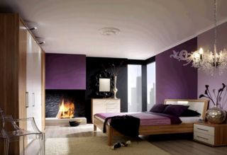 紫色系单人卧室图片