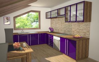 紫色系厨房橱柜图片