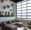 挑高客厅沙发背景植物墙设计图