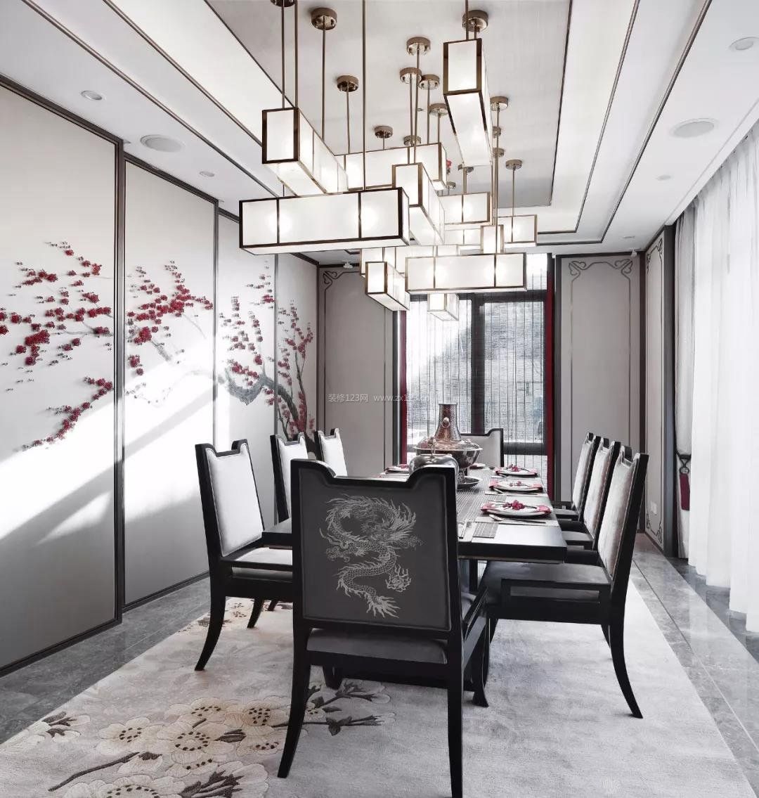 2023别墅新中式风格餐厅吊灯设计