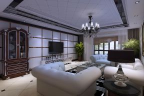2023后现代风格客厅典雅气质电视机背景墙装修效果图片