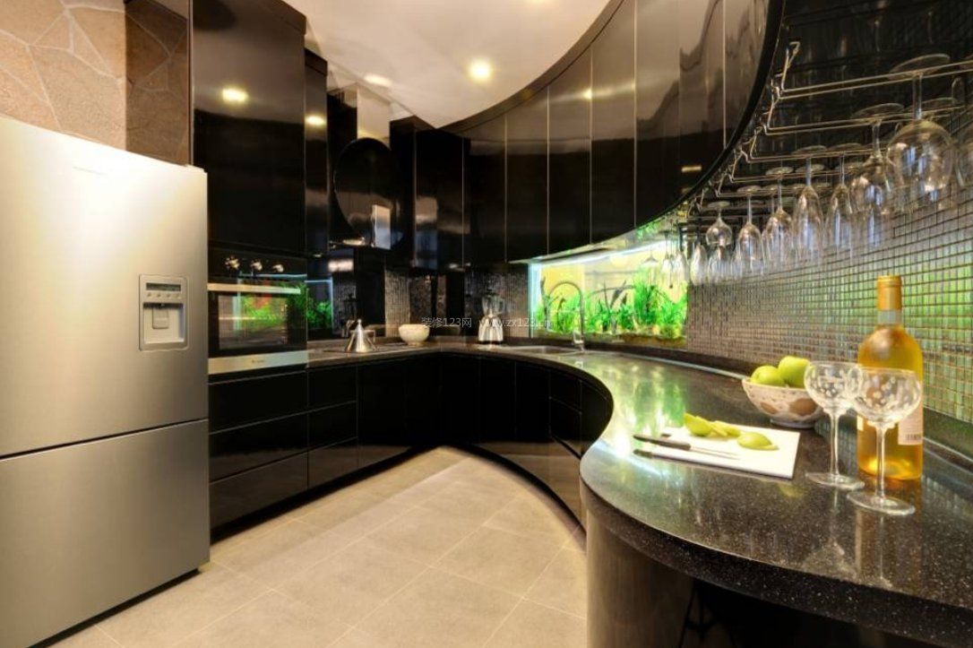 厨房创意装修鱼缸造景设计图欣赏