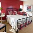 2023卧室床头红色背景墙图片