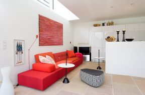 2023现代时尚风格客厅红色沙发效果图