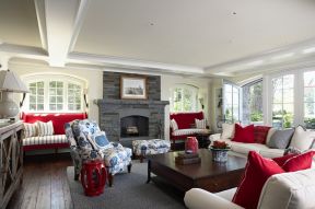 2023红色沙发装饰客厅效果图