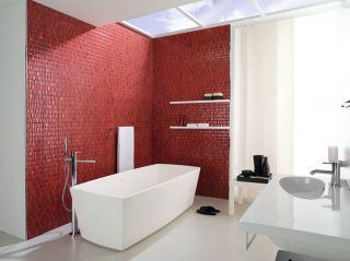 2023浴室红色背景墙图片
