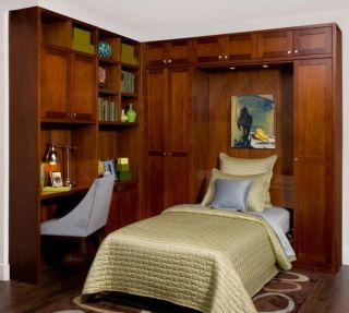 美式古典小卧室壁床设计效果图