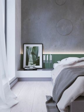 现代北欧风格卧室白色纱窗帘装修效果图片