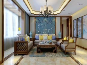 2020新中式客厅设计效果图 沙发背景墙设计效果图