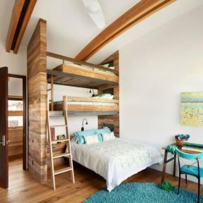 木制双层床图片