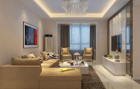 2023现代家居客厅布艺转角沙发装修图片