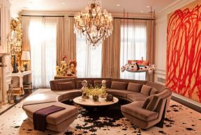 豪华客厅半圆形布艺沙发装饰装修图