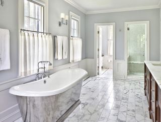 简约美式浴室短窗帘效果图片