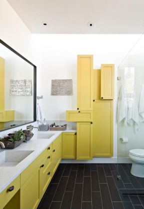定做浴室柜黄色门板图片
