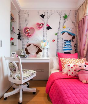 小女孩卧室装修效果图 2020卧室背景墙壁纸效果图
