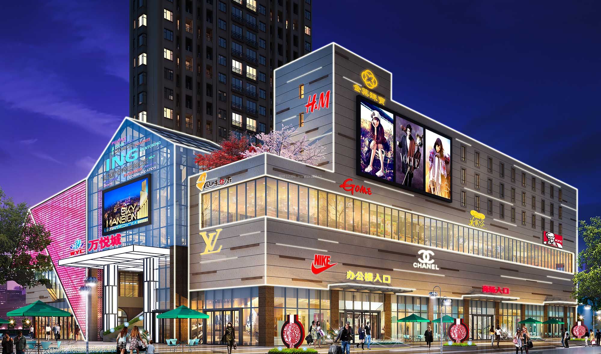 2020购物中心写字楼入口设计效果图片