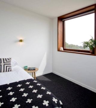 现代单身卧室黑色地毯贴图