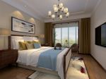 2023新中式卧室纯色窗帘整体装修效果图片