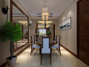 2023時尚新中式餐廳鏡面背景墻裝修效果圖片