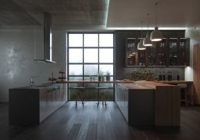 灰色房间厨房地板装饰效果图片
