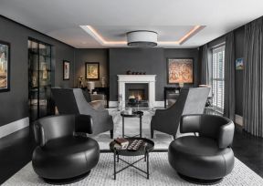 纯欧式风格家装黑色客厅设计