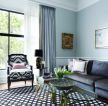 2023欧式简约室内客厅蓝色沙发